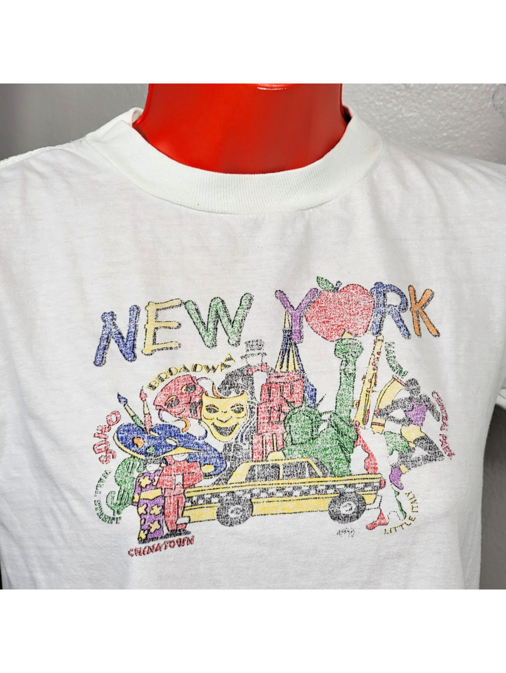 Vintage New York Graphic Baby Tee NY Neighborhoods Womens XS